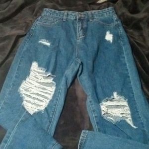 Dark blue ripped jeans